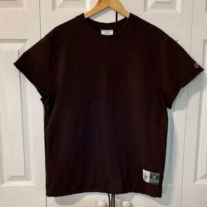 Champion Brown Exclusive Reverse Weave Short Sleeve Crew Neck Sweatshirt Sz S